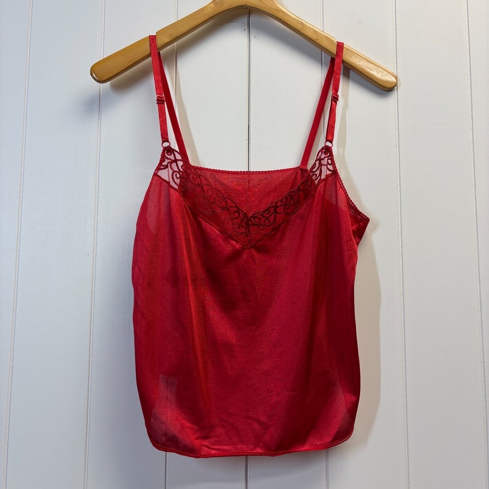 Vintage Women Y2K Whimsigoth Satin Lace Slip Top Size 36 Fairy Grunge Valentines